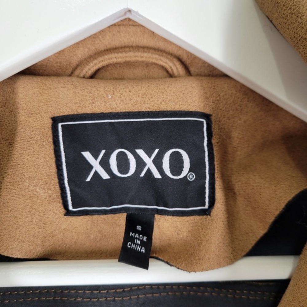 XOXO Womens Brown Faux Suede Moto Jacket Size S - Picture 8 of 8